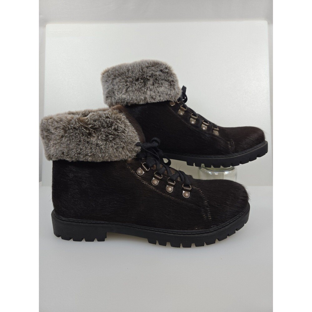 Myra NEW With Tags Turbulent Black Cowhide Fur On Leather Rugged Boots Women 10